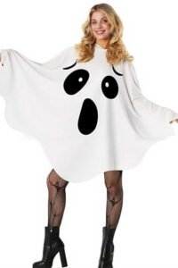 White 1970s Halloween Ghost Hooded Costume Cape