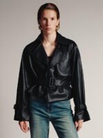 Belt Detail Vegan Leather Jackets