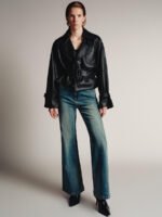 Belt Detail Vegan Leather Jackets