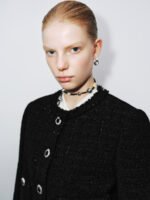 Button Up Crew Neck Tweed Jackets