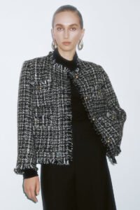 Button Up Tweed Wool Blend Jackets