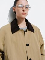 Contrast Collar Button Up Jackets