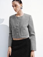 Crew Neck Tailored Tweed Jackets