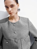 Crew Neck Tailored Tweed Jackets