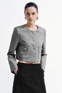 Crew Neck Tailored Tweed Jackets