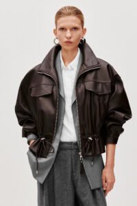 Faux Leather Drawstring Bomber Jackets - Suggy & Jenee