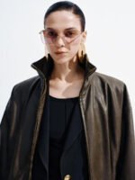 Faux Leather Stand Collar Jackets