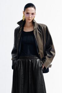 Faux Leather Stand Collar Jackets