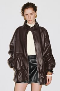 Full Zip Stand Collar Vegan Leather Jackets