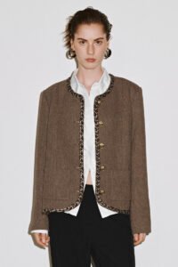 Leopard Décor Tweed Wool Blend Jackets