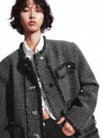 Metal Button Patch Pockets Tweed Wool Blend Jackets