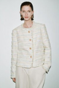 Raw Hem Straight Tweed Jacket