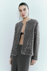 Sequins Open Front Loose Jacket