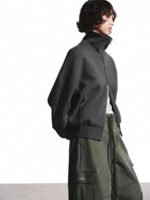 Stand Collar Full Zip Bomber Jackets