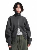 Stand Collar Full Zip Bomber Jackets