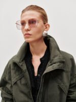 String Detail Stand Collar Denim Jackets