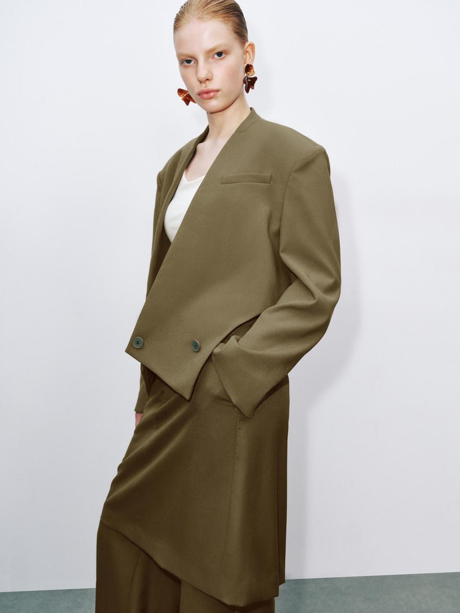 Surplice V-Neck Deconstructed Structured Blazers Surplice V-Neck Deconstructed Structured Blazers