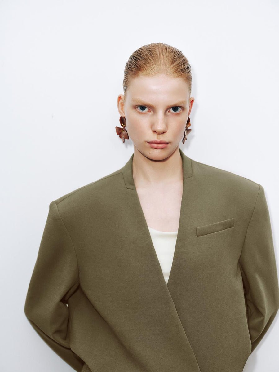 Surplice V-Neck Deconstructed Structured Blazers Surplice V-Neck Deconstructed Structured Blazers