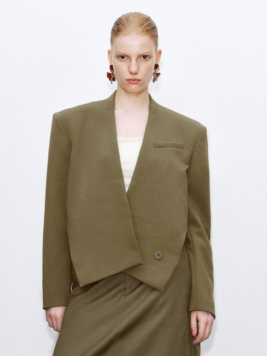 Surplice V-Neck Deconstructed Structured Blazers Surplice V-Neck Deconstructed Structured Blazers