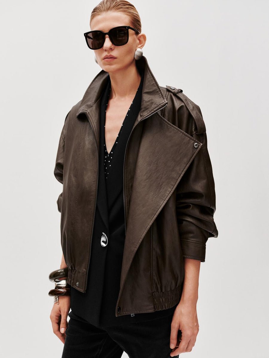 Tie Asymmetric Faux Leather Bomber Jackets Tie Asymmetric Faux Leather Bomber Jackets