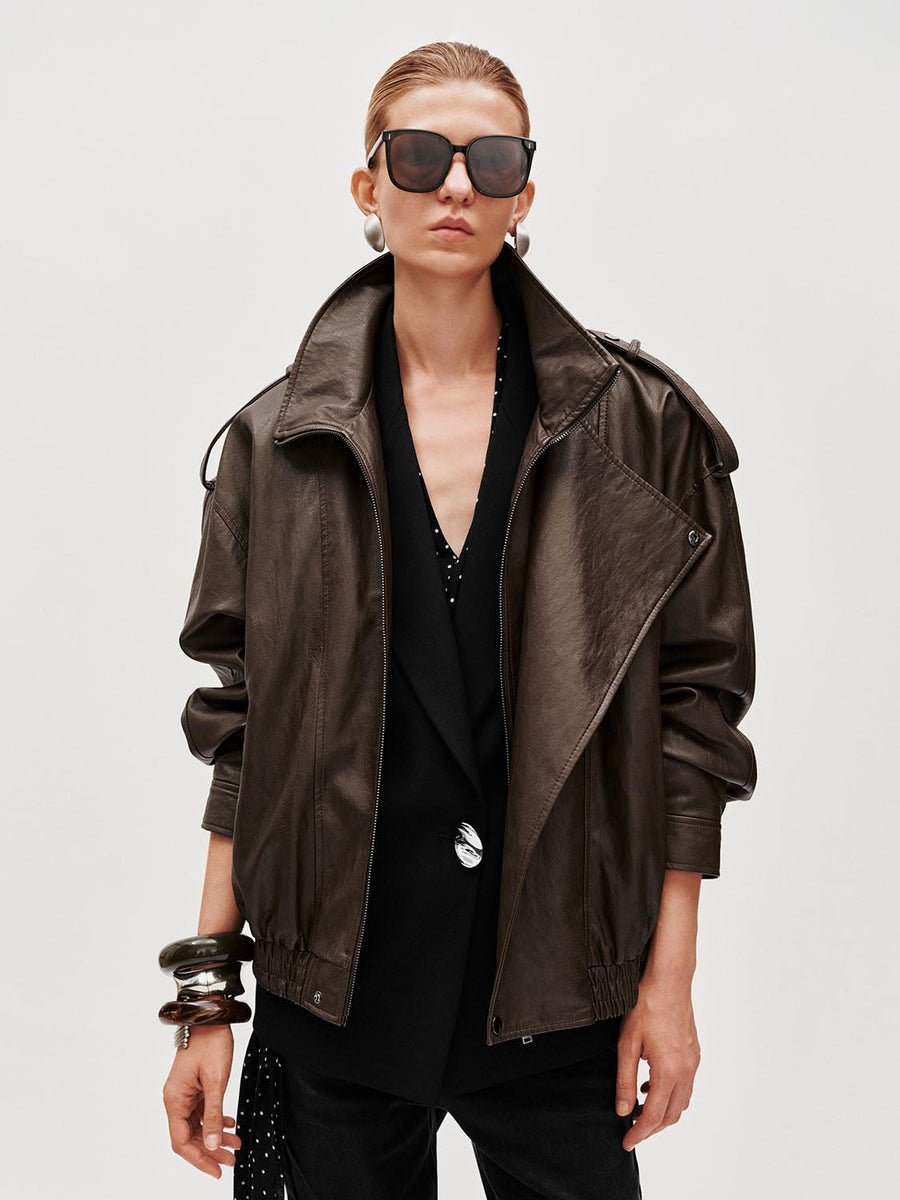 Tie Asymmetric Faux Leather Bomber Jackets Tie Asymmetric Faux Leather Bomber Jackets