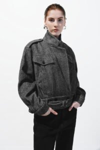 Wrap Front Notch Collar Jackets