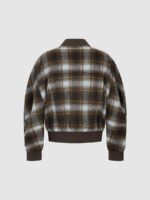 Zip Up Loose Check Wool Blend Jackets
