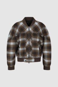 Zip Up Loose Check Wool Blend Jackets