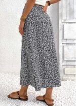 Black A Line Elastic Waist Maxi Skirt
