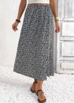 Black A Line Elastic Waist Maxi Skirt