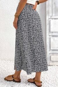 Black A Line Elastic Waist Maxi Skirt