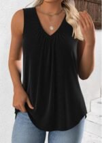 Black Sleeveless V Neck Tank Top