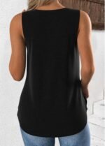 Black Sleeveless V Neck Tank Top