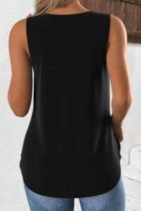 Black Sleeveless V Neck Tank Top