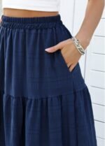 Navy A Line Elastic Waist Skirt