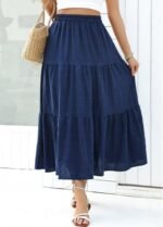 Navy A Line Elastic Waist Skirt
