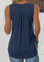 Navy Tummy Coverage Sleeveless Round Neck Tank Top