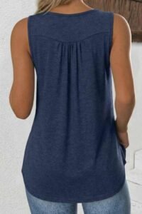 Navy Tummy Coverage Sleeveless Round Neck Tank Top
