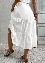 White A Line Elastic Waist Skirt