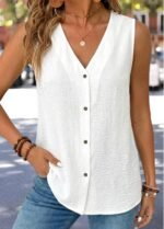 White Tummy Coverage Sleeveless V Neck Tank Top