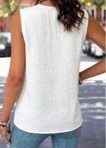White Tummy Coverage Sleeveless V Neck Tank Top