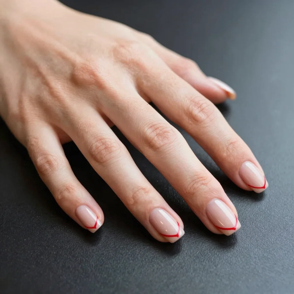 Modern Micro Nail Art and Crimson Geometric Accents
